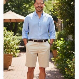 Polo Ralph Lauren Classic Fit Chino Light Khaki Flat Front Shorts Pima Cotton 38